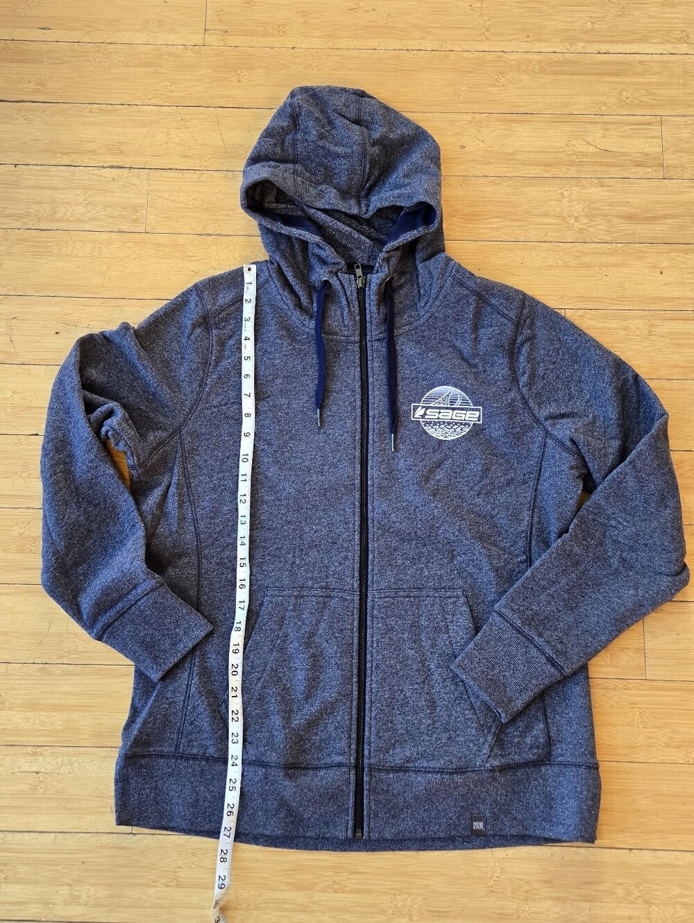 Sage Brand Performance Navy Heather Full-Zip Hooded Jacket